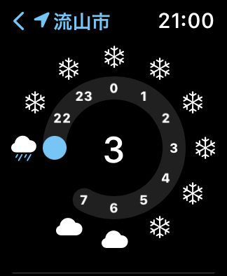 Apple Watchの天気アプリ画面