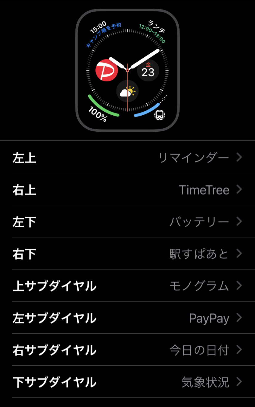 Apple Watchのホーム画面